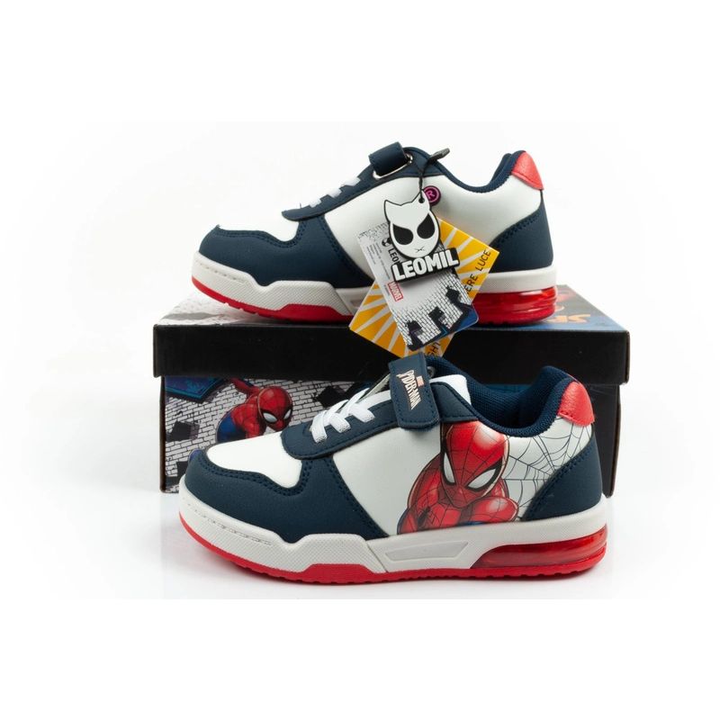 Leomil children's sports shoes Spiderman sneakers lightweight with velcro LED white Leomil