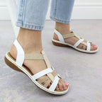 Comfortable women's slip-on sandals with elastic straps, white Rieker 65918-81 Footwear Your Sports Performance