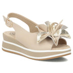 Women's leather wedge sandals beige Filippo DS7045/26 Filippo