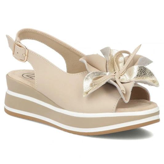Women's leather wedge sandals beige Filippo DS7045/26 Filippo