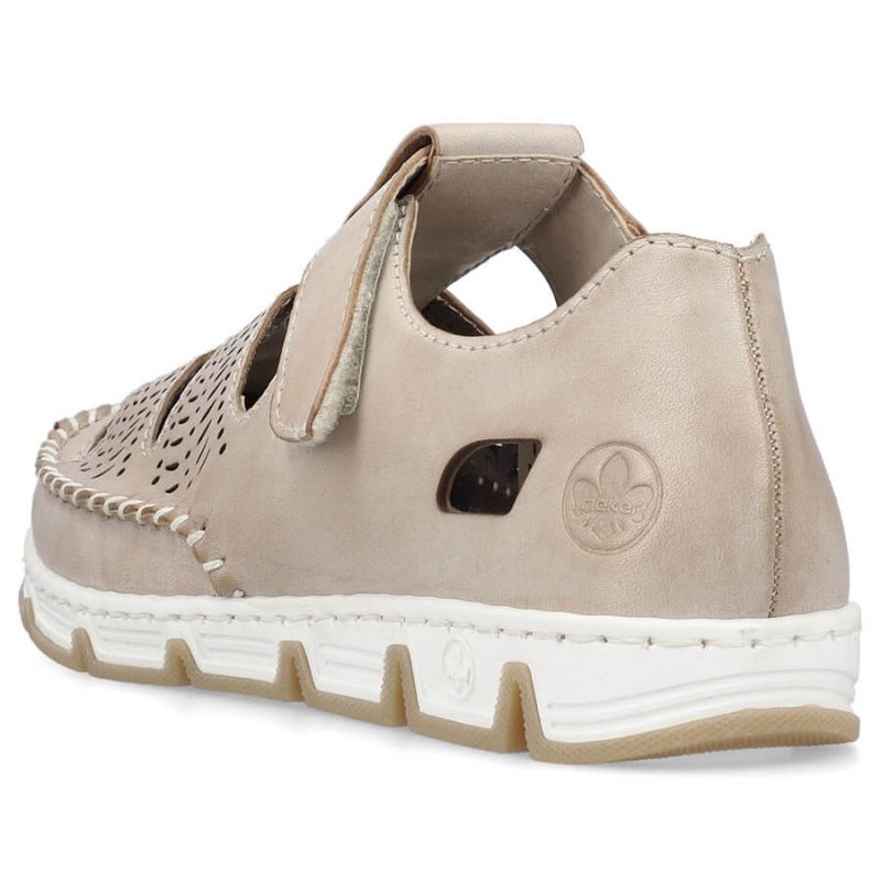 Rieker W RKR651 beige leather openwork shoes with velcro Footwear/Lifestyle/Rieker Your Sports Performance