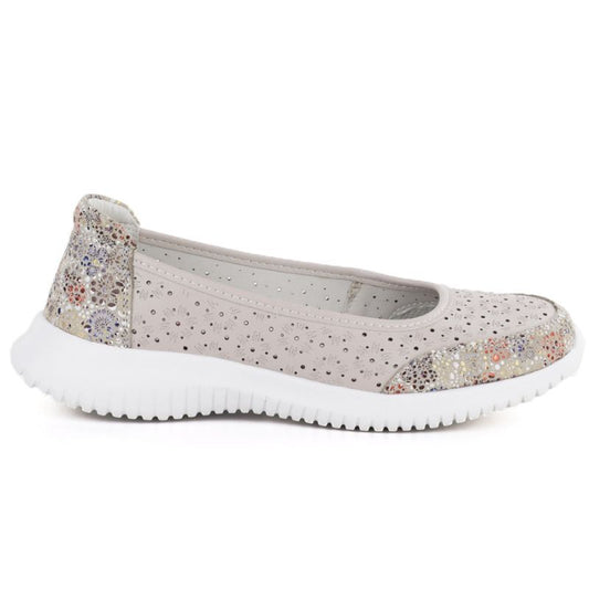 Women's leather openwork shoes in beige S.Barski 7035 S.Barski