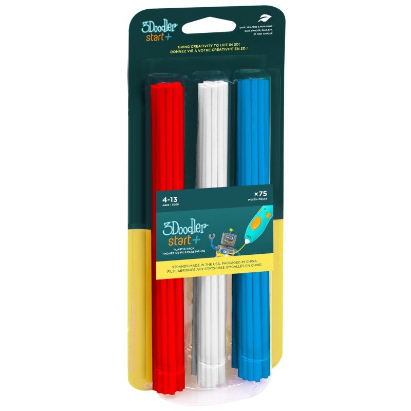 FILAMENT 3DOODLER START ECO, 2.5MM, 75 PCS, 3 COLORS, RED, WHITE, BLUE 3DS-ECO-MIX1-75 Filamenty do drukarek i długopisów 3D/Filamenty PLA Your Sports Performance