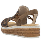 Women's beige leopard print platform sandals Rieker 62741-90 Footwear Your Sports Performance