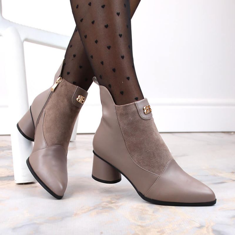 D&amp;A S.Barski Premium Collection high-heeled ankle boots W OLI232B, beige Footwear/Outdoor/S.Barski Your Sports Performance