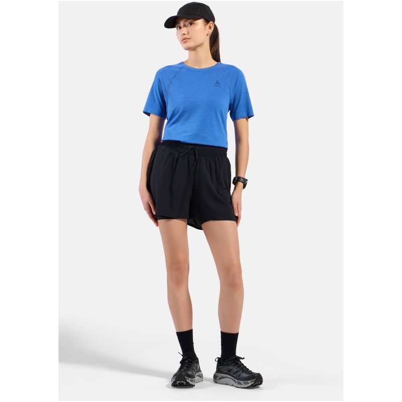 Odlo Women's ESSENTIAL SEAMLESS Crew-Neck Short-Sleeve T-Shirt, Blue