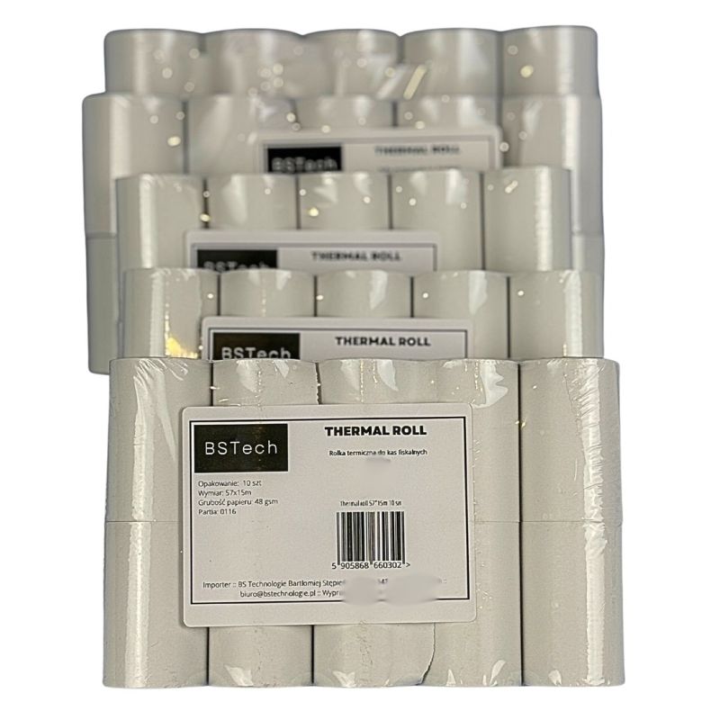 BSTech Thermal Paper Roll for Cash Registers 57x15m 10 pcs. Artykuły papiernicze/Rolki kasowe Your Sports Performance