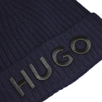 Hugo Boss woolen navy blue winter beanie hat - 50495778-410 Boss