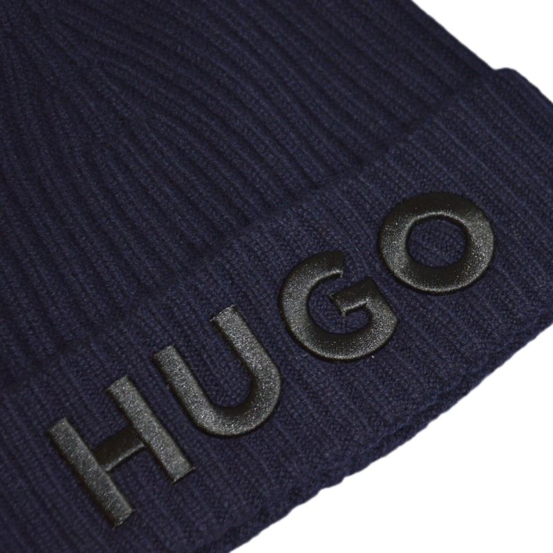 Hugo Boss woolen navy blue winter beanie hat - 50495778-410 Boss