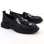Ladies' loafers with butterflies, black, Potocki SZ12650 Footwear Your Sports Performance