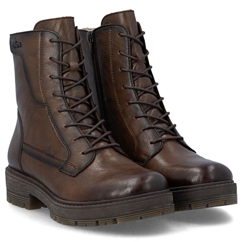 Brown women's leather worker boots Rieker 75800-25