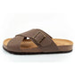 Bio Bio shoes men's slippers, profiled flip-flops, natural leather, brown