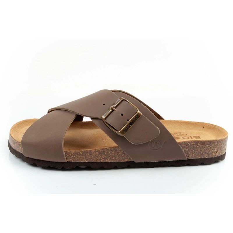 Bio Bio shoes men's slippers, profiled flip-flops, natural leather, brown