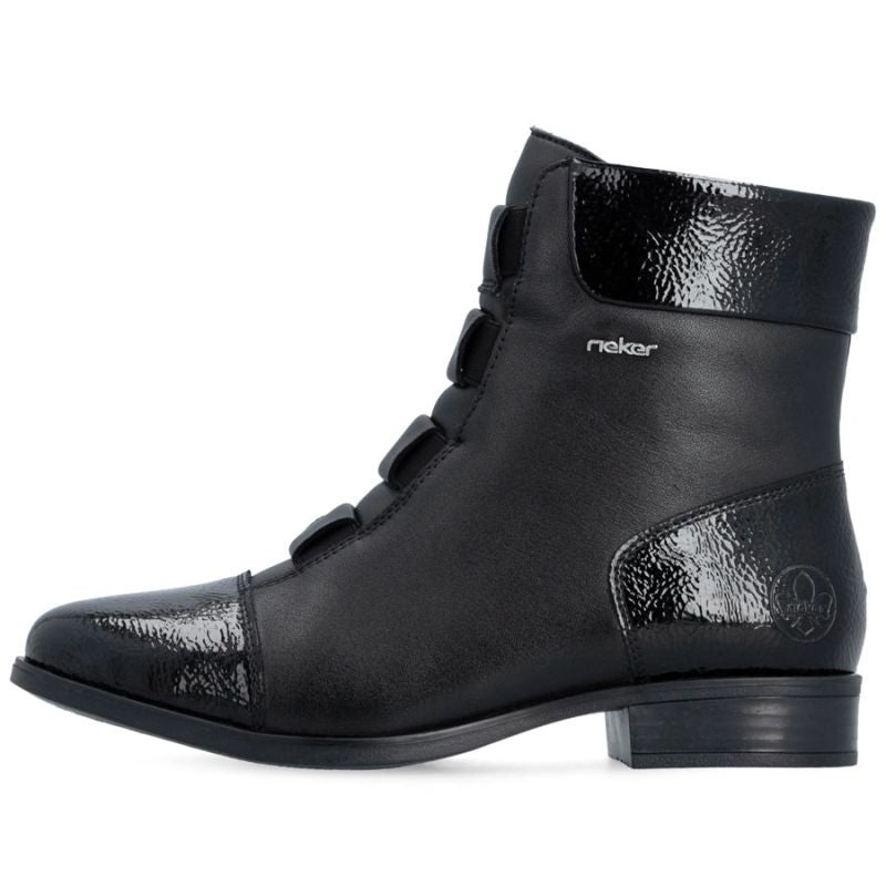 Rieker 77053-00 comfortable black women's leather ankle boots