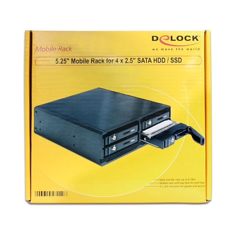 Delock 5.25" Mobile Rack for 4 x 2.5” SATA HDD / SSD Kable i adaptery/Adaptery, przejściówki Your Sports Performance
