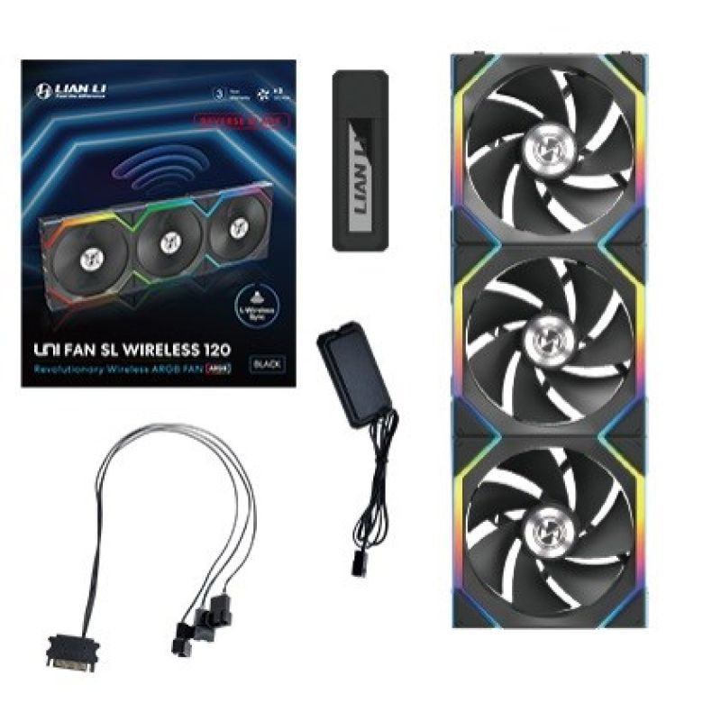 Lian Li UNI FAN SL Wireless 120 Reverse Blade Computer Case Fan 12 cm Black 3 pcs. Chłodzenie/Chłodzenie - wentylatory Your Sports Performance