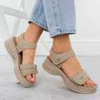 Women's sandals with thick soles and Velcro, beige Potocki 105300 Footwear Your Sports Performance
