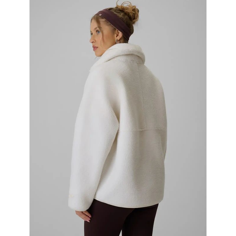 Women's loose sherpa fleece with stand-up collar 4F 4FWAW26TFLEF463-11S