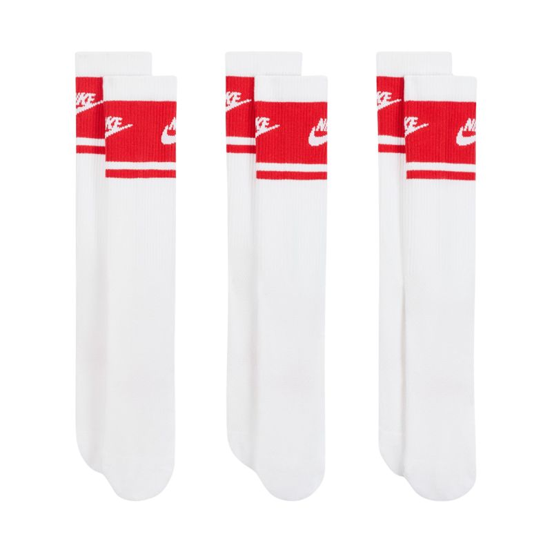 Nike Everyday Elevated Crew Socks 3 Pairs White and Red IM7949 900