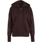 Women's adidas Seasonal Essentials Animal Print 3-Stripes Full-Zip Hooded Sweatshirt Brown KV9299