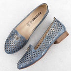 Women's openwork low-heeled shoes, blue M.Daszyński SA222-3 Footwear Your Sports Performance