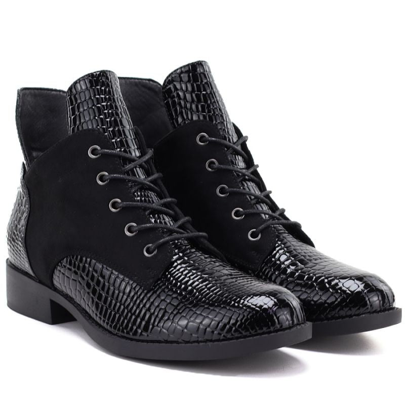 Women's patent leather ankle boots, black, Vinceza HX27-16524