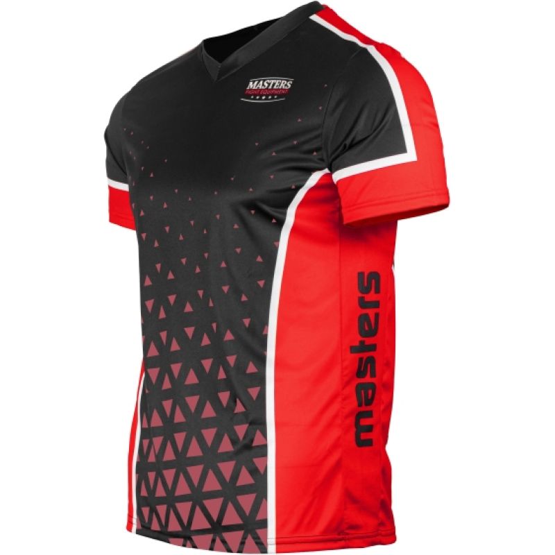 MASTERS "COMBAT JUNIOR" V-neck point-fighting shirt, black and red (WAKO APPROVED)