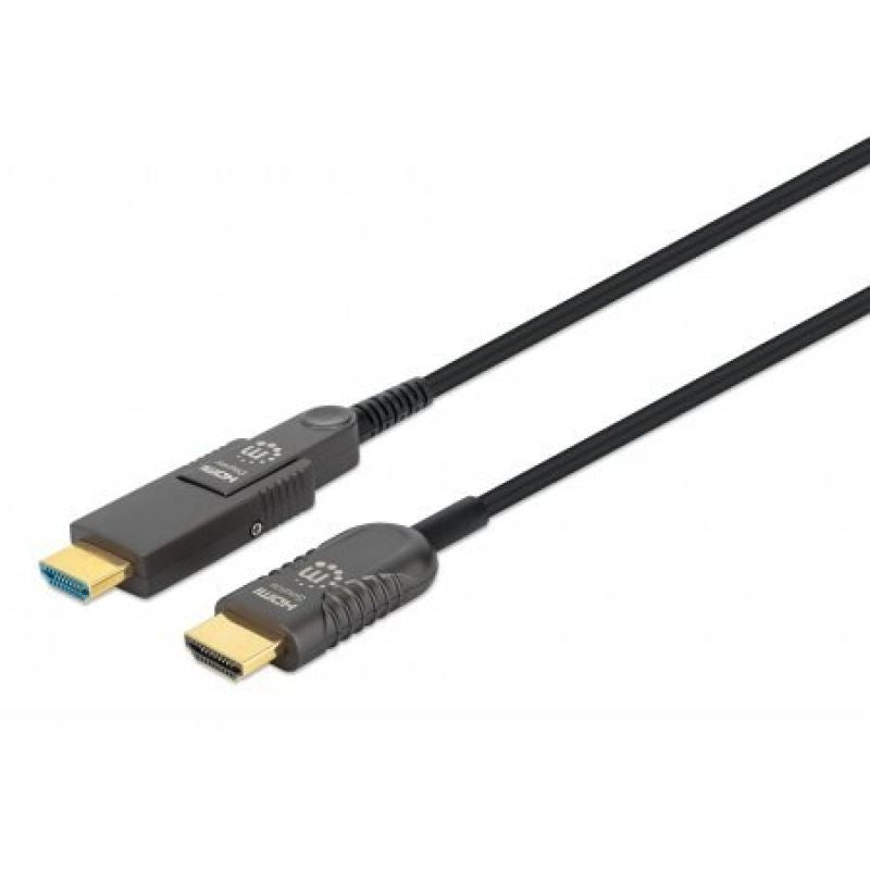 MANHATTAN High Speed Active Fiber Optic Cable with Detachable Connector 4K@60Hz UHD, HDMI Male to Micro HDMI Male (Type D) and Detachable HDMI Male (Type A), 30m, HEC, ARC, Gold-Plated Contacts Kable i adaptery/Kable HDMI Your Sports Performance