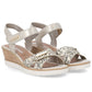 Women's gold leather wedge sandals Remonte by Rieker R6266-90 Rieker