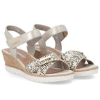 Women's gold leather wedge sandals Remonte by Rieker R6266-90 Rieker