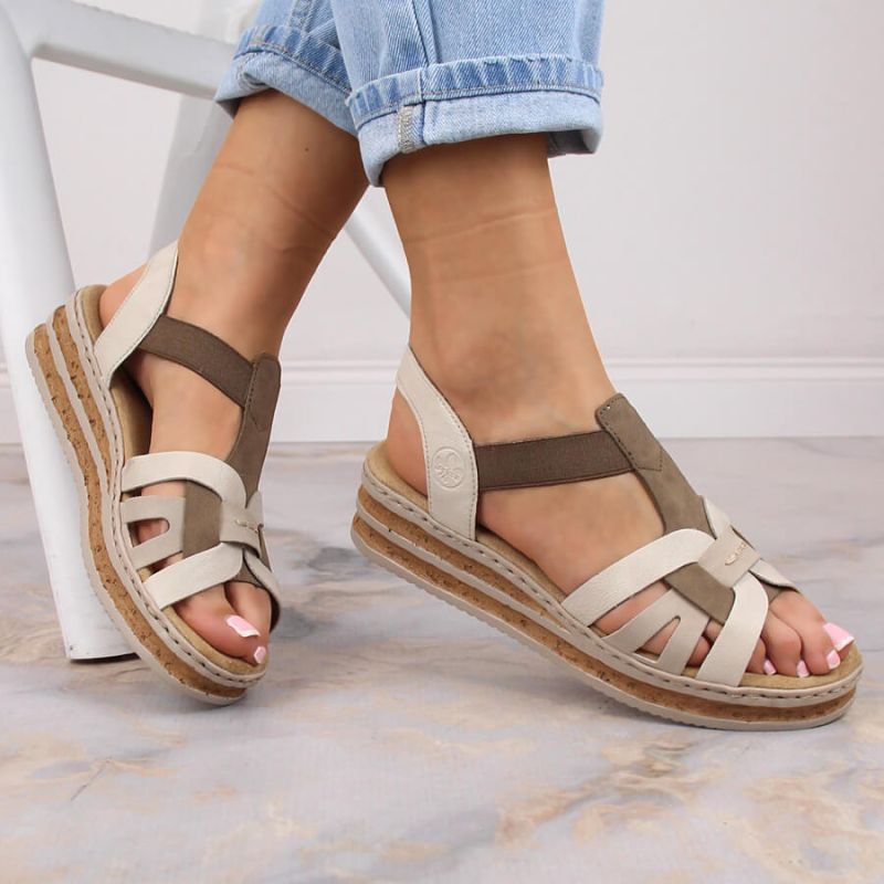 Rieker W RKR505A comfortable wedge sandals beige Footwear/Outdoor/Rieker Your Sports Performance