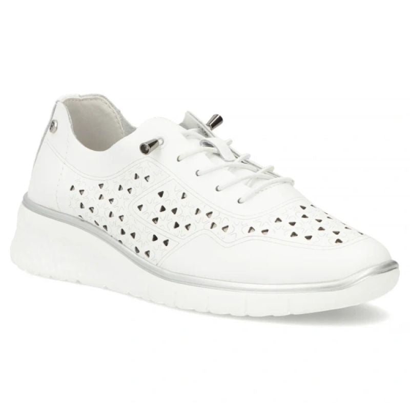 Women's leather openwork shoes, white Filippo DP6714 Filippo