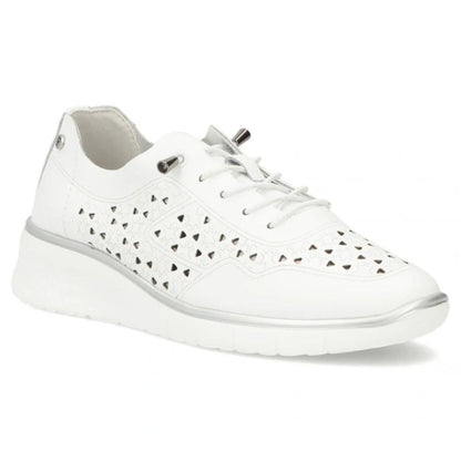 Women's leather openwork shoes, white Filippo DP6714 Filippo