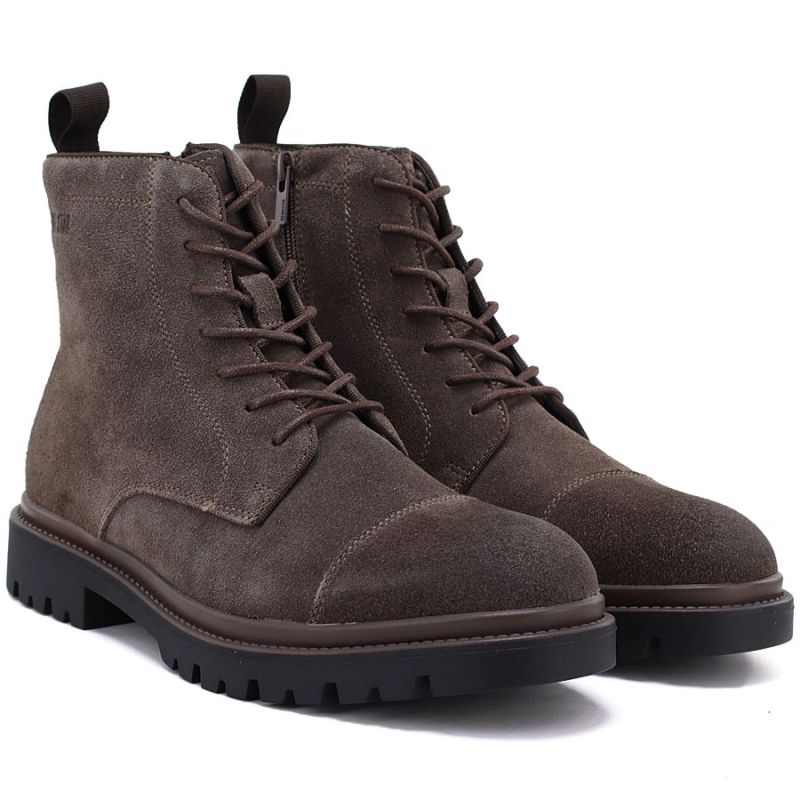 Men's leather ankle boots, unlined, suede, brown, Big Star UU174220