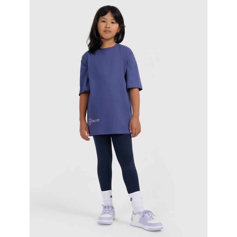 Oversized T-shirt with print for girls 4F 4FJRAW25TTSHF3187-33S *Kategoria tymczasowa Your Sports Performance