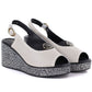 Women's leather wedge sandals with openwork beige S.Barski 7010 S.Barski