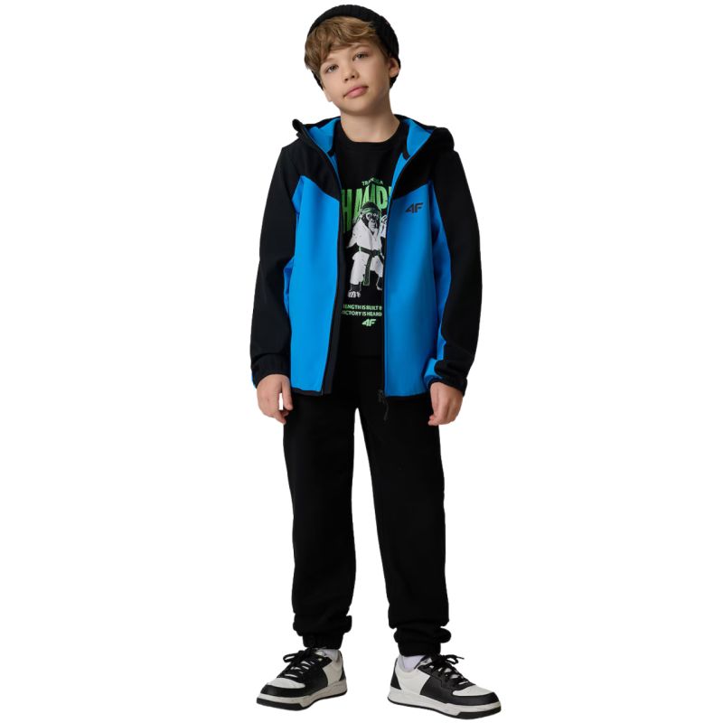 Boy's softshell jacket 4F M477 blue 4FJWSS26TSOFM477 33S