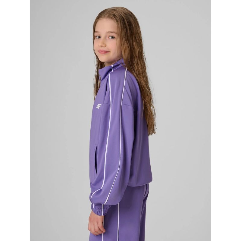 Girls' loose sports sweatshirt without hood 4F 4FJRSS26TSWSF3057-51S