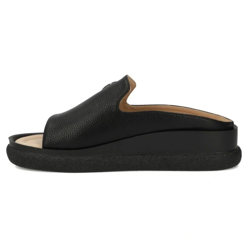 Women's leather wedge sandals, black, Filippo DK7758