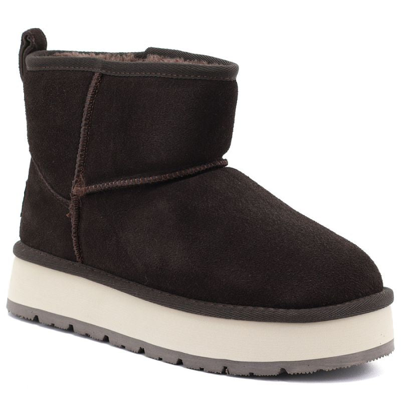 Women's leather ankle boots with platform, brown Big Star UU274693