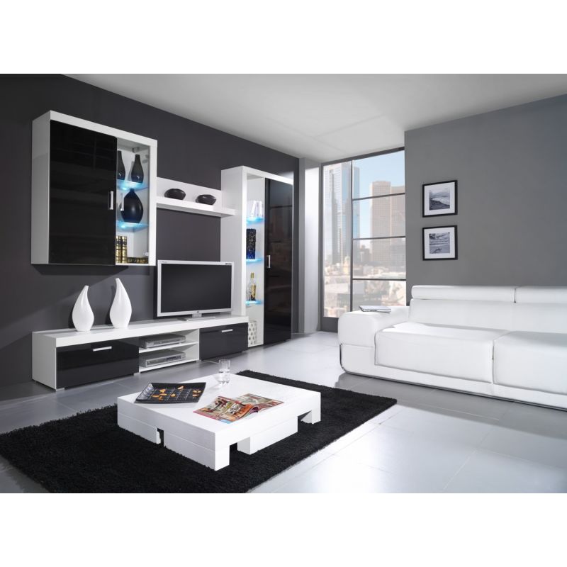 SAMBA hanging display cabinet (Unit 4) white/black gloss Bufety i witryny/Bufety i witryny na drewnianej podstawie Your Sports Performance