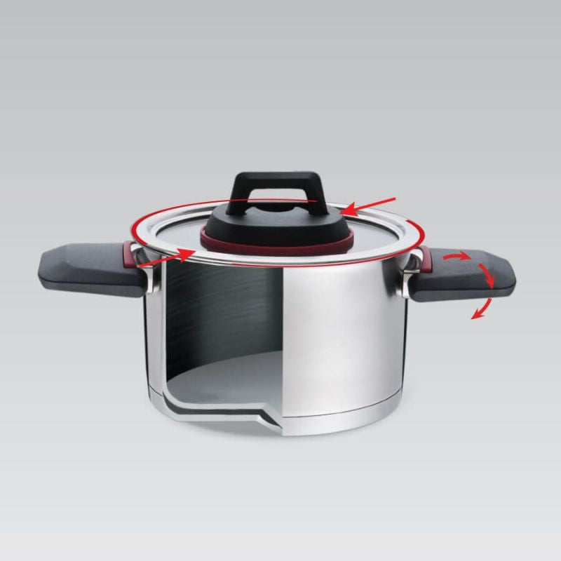 Pot with foldable handles + lid MR-3530-24 5.5L AGD - Produkty/Garnki / patelnie nieelektryczne Your Sports Performance