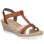 Rieker 61995-81 brown women's wedge sandals Rieker