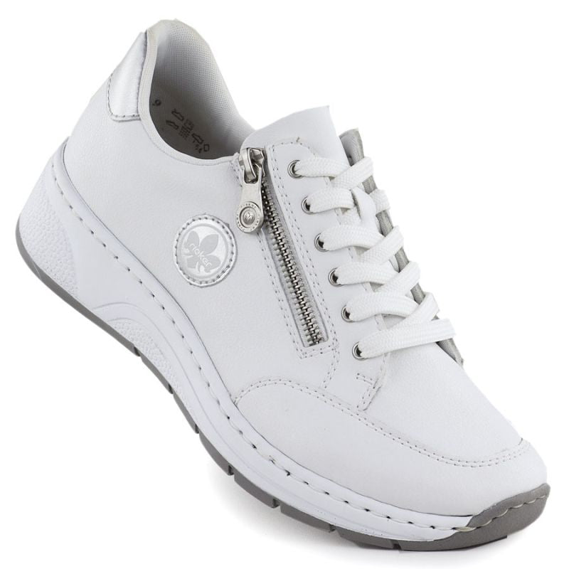 Women's leather shoes, sneakers, white Rieker N6508-80 To be categorized Your Sports Performance