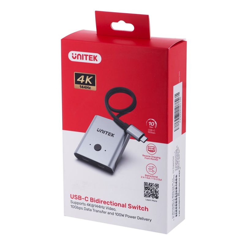 UNITEK USB-C SWITCH 4K 144HZ, BIDIRECTIONAL Kable i adaptery/Adaptery, przejściówki Your Sports Performance