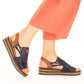 Comfortable women's wedge sandals, blue Rieker 62962-14 Rieker