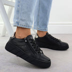 Rieker W2605-02 women's leather platform shoes in black Footwear Your Sports Performance