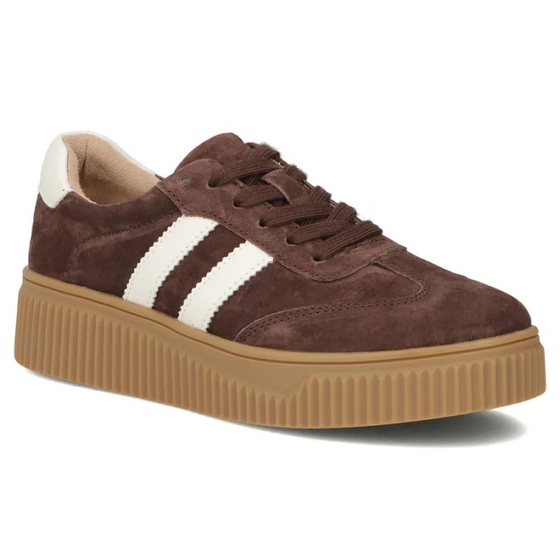 Women's brown leather and suede platform shoes Filippo DP6776