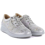 Women's leather openwork wedge shoes, gray Vinceza 79603 To be categorized Your Sports Performance