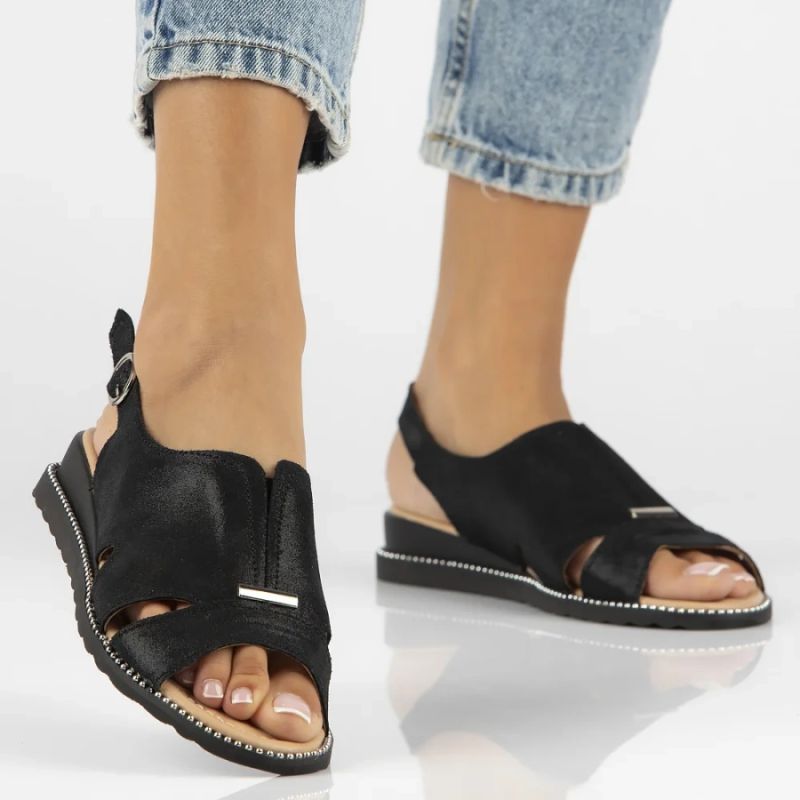 Women's black leather sandals Filippo DS4470 Filippo